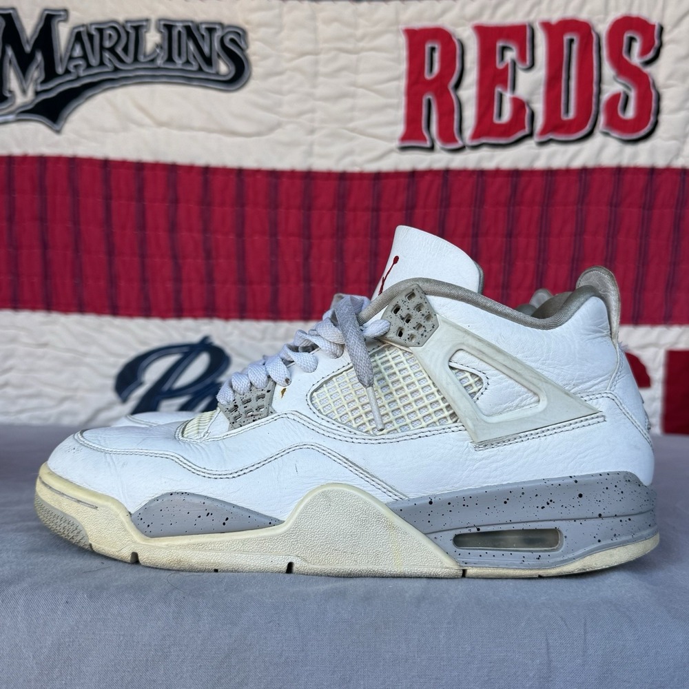 Size 9.5 - Jordan‎ 4 Retro Mid White Oreo Grey White Leather (CT8527-100)